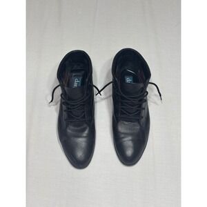 Danexx D-Austin4 Black Leather Lace Up Ankle Boots Plaid Lined‎ Womens 9M